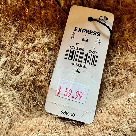 EXPRESS Short Sleeve Fuzzy Sweater - Size XL - Picture 8 of 10